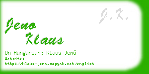 jeno klaus business card